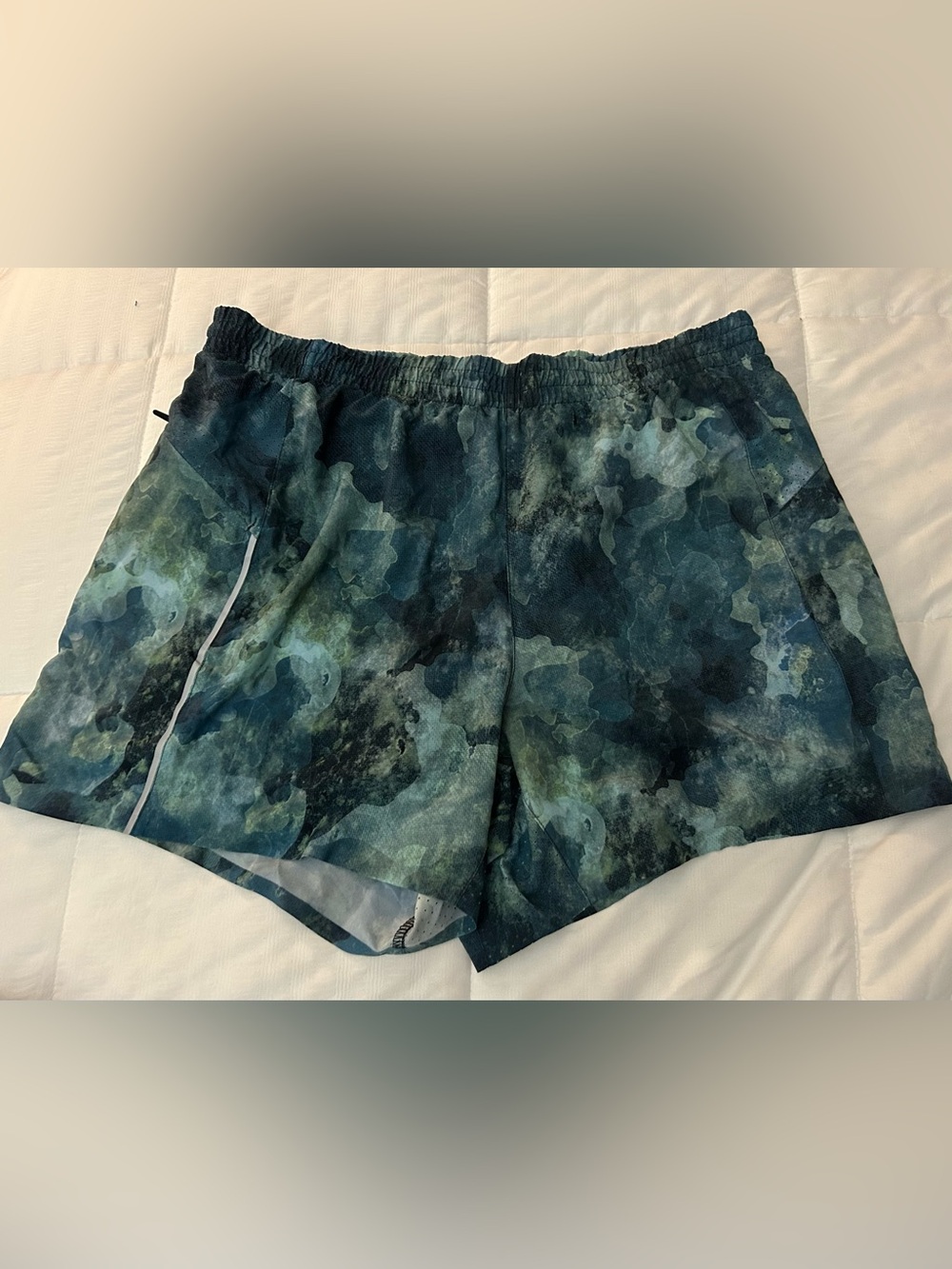 VRST Running Lined Brief Shorts•5” Inseam•Green Marble•Size Large
